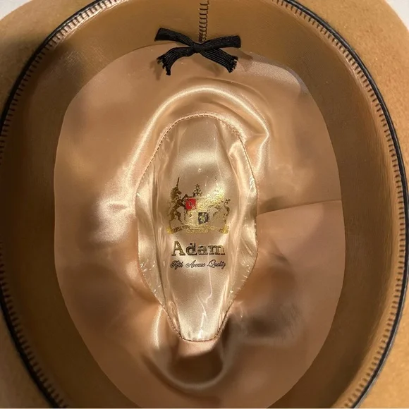 Vintage Beige Fedora Hat with Decorative Band - Picture 6 of 6